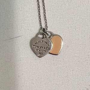 Return to Tiffany Pink Double Heart Tag Pendant (Silver, Mini)